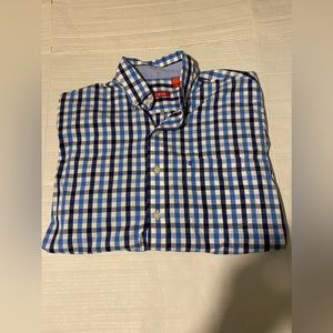 Izod size M men’s blue check button up long sleeve shirt